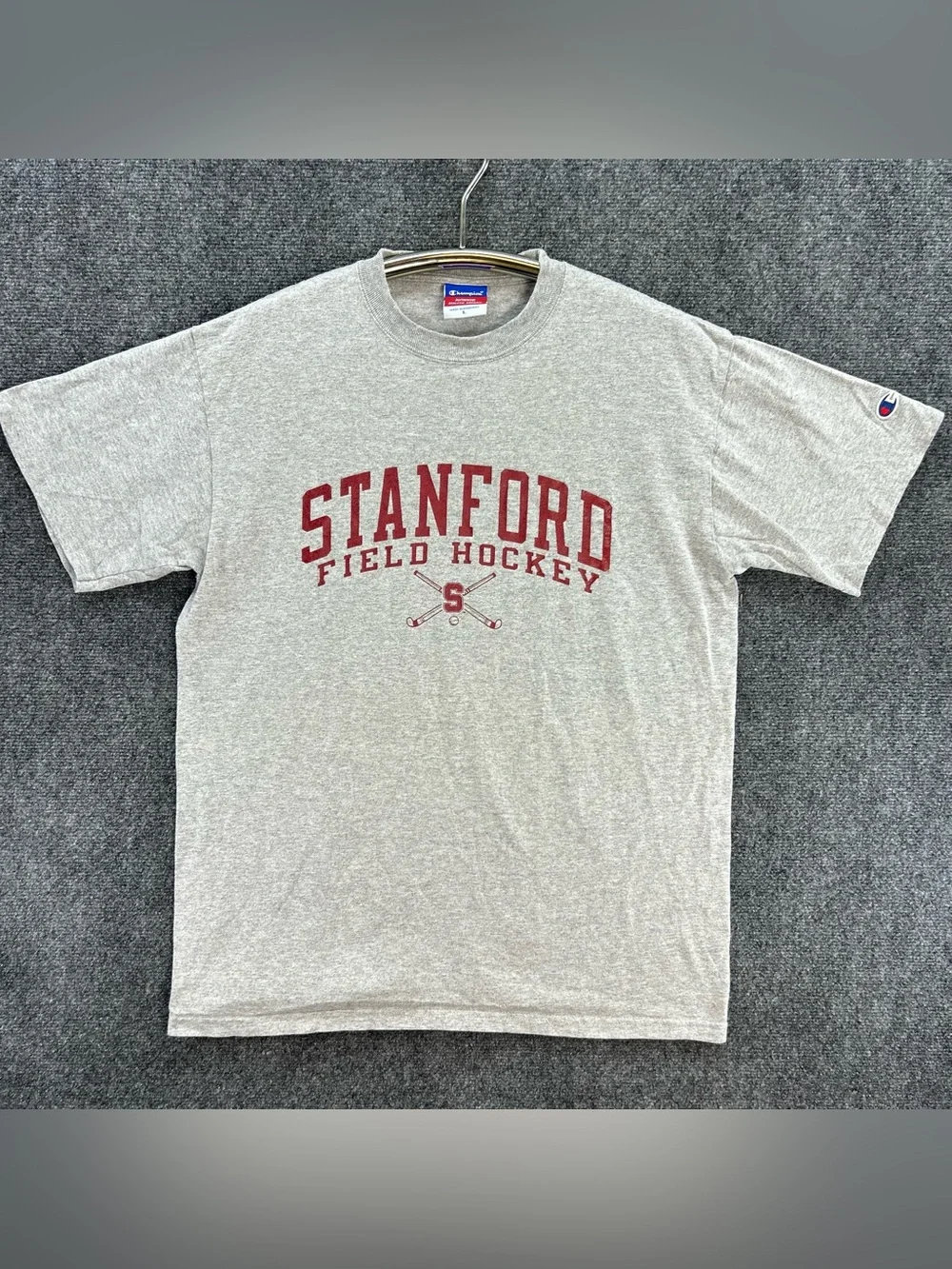 Vintage Stanford Field Hockey Shirt Mens XL Gray/Red Champion Athletic Y2K